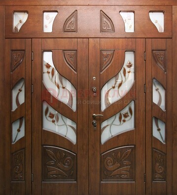 Элитная двухстворчатая дверь с витражным стеклом ДВТ-173 в Наро-Фоминске