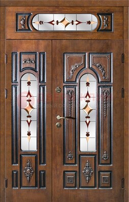 Элитная дверь цвета дуб с виноритом и витражом ДВТ-177 в Наро-Фоминске