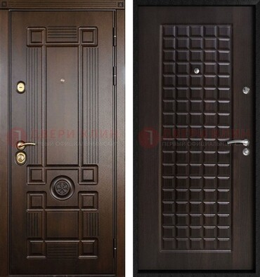 Коричневая стальная дверь с виноритом ДВТ-210 в Красноармейске