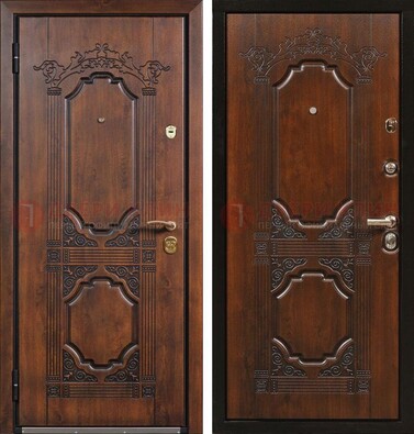 Коричневая железная дверь с виноритом и узором ДВТ-211 в Наро-Фоминске