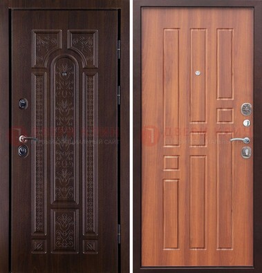 Темная металлическая дверь с виноритом и узором ДВТ-224 в Наро-Фоминске