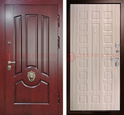 Темно-красная входная дверь с виноритом ДВТ-234 в Наро-Фоминске