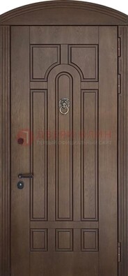 Коричневая стальная дверь с виноритом в форме арки ДВТ-237 в Наро-Фоминске