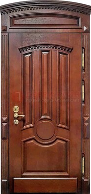 Темная стальная дверь с виноритом и фрамугой ДВТ-238 в Наро-Фоминске
