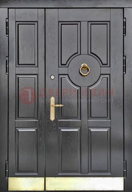 Черная металическая дверь с виноритом для дома ДВТ-241 в Наро-Фоминске