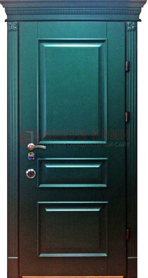 Зеленая входная филенчатая дверь с виноритом ДВТ-62 в Наро-Фоминске