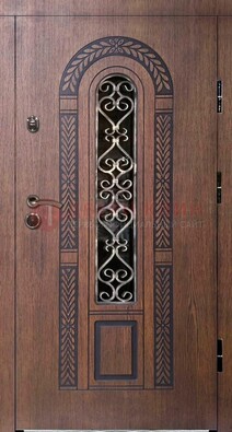 Стальная коричневая дверь с виноритом и МДФ ДВТ-81 в Наро-Фоминске