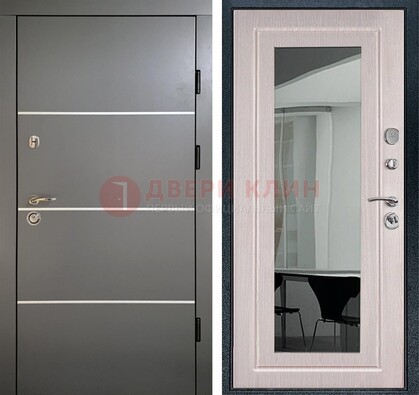 Черная металлическая дверь с зеркалом ДЗ-12 в Наро-Фоминске