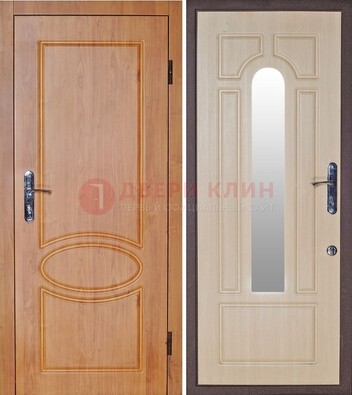 Светлая железная дверь с зеркалом ДЗ-24 в Наро-Фоминске