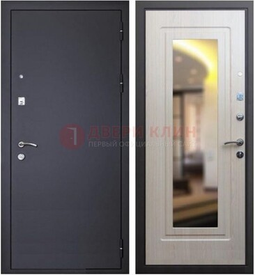 Черная металлическая дверь с зеркалом ДЗ-26 в Наро-Фоминске