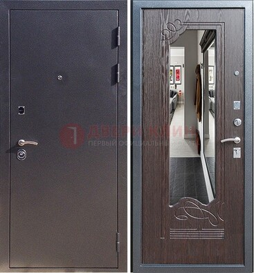 Черная входная дверь с зеркалом МДФ внутри ДЗ-29 в Наро-Фоминске