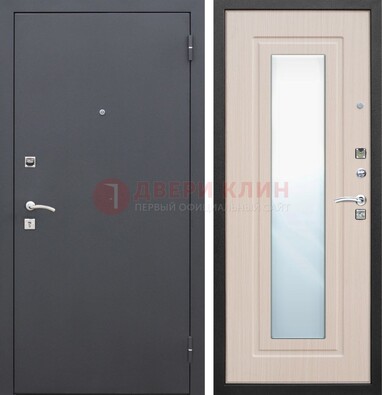 Черная входная дверь с зеркалом МДФ внутри ДЗ-31 в Наро-Фоминске