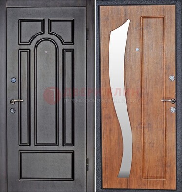Темная железная дверь с зеркалом ДЗ-35 в Наро-Фоминске