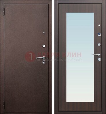 Коричневая входная дверь с зеркалом МДФ внутри ДЗ-40 в Наро-Фоминске