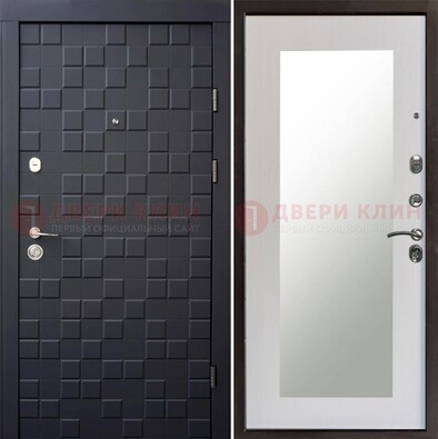 Черная стальная дверь МДФ и зеркалом ДЗ-50 в Наро-Фоминске