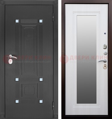 Стальная черная дверь МДФ с зеркалом ДЗ-76 в Наро-Фоминске