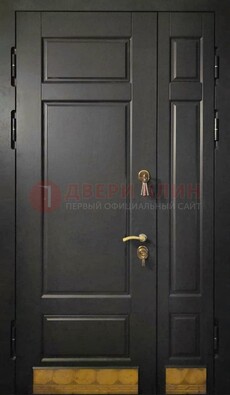 Черная полуторная железная дверь для частного дома ПЛ-2 в Наро-Фоминске