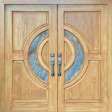 Двухстворчатая металлическая дверь с витражом ВЖ-11 в Наро-Фоминске
