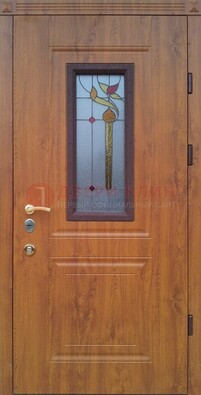 Железная дверь с МДФ и витражом ВЖ-24 в Наро-Фоминске
